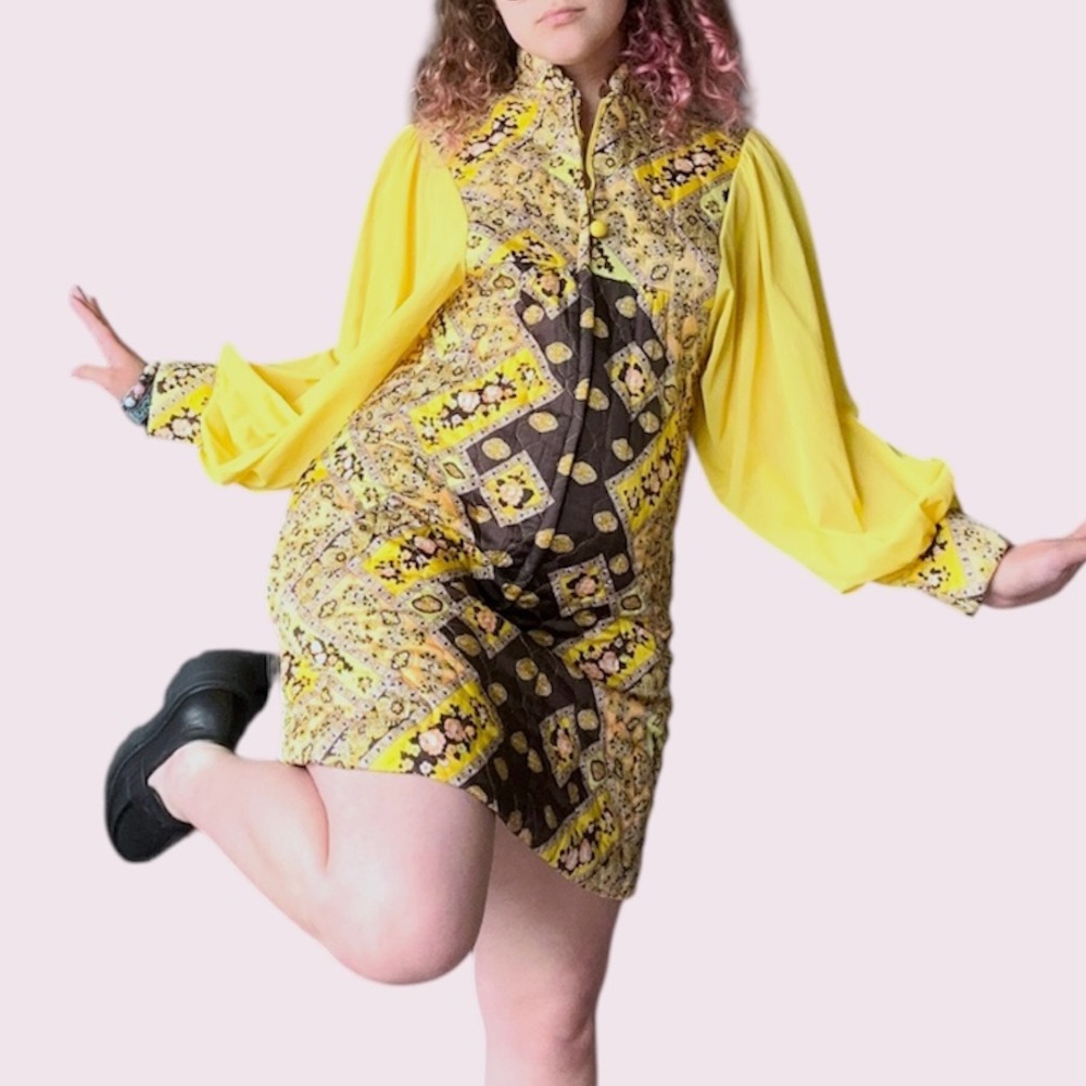 Vintage 60s quilted dress